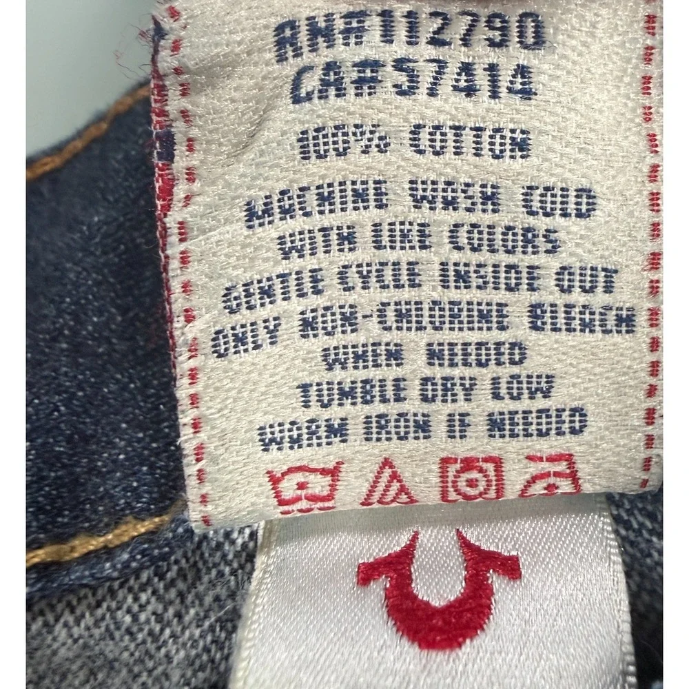 True Religion Ricky Straight Leg Mens Blue Denim 100% Cotton Jeans - 38x32